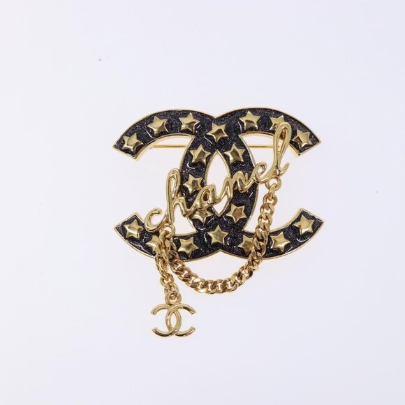 CHANEL COCO Mark Brooch metal Gold CC Auth BA4087M - Picture 3 of 13